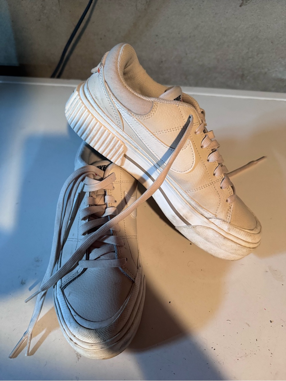 Nike Women’s Cream-White Platform Sneakers